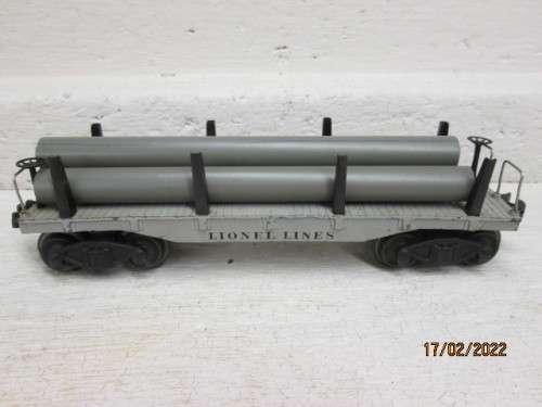O SCALE : LIONEL : FLAT CAR WITH PIPE LOAD