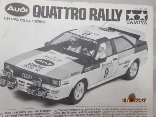 TAMAYA : 1:24 SCALE - AUDI QUATTRO RALLY CAR - KIT - BOXED
