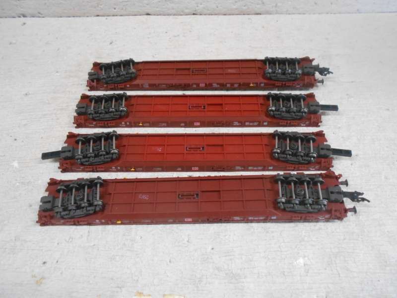 HO SCALE - FLEISCHMANN EXTRA LOW GOODS WAGONS - X4