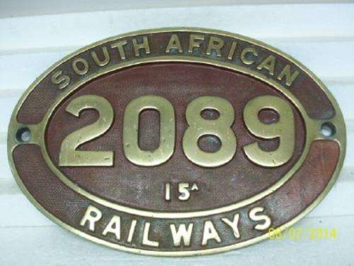 SAR STEAM LOCO BRASS PLATE (ORIGINAL) -  LOT 752 B