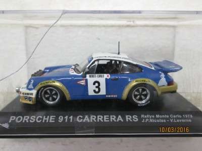 1:43 SCALE RALLY CAR COLLECTION : PORSCHE 911 CARRERA RS - LOT 454H