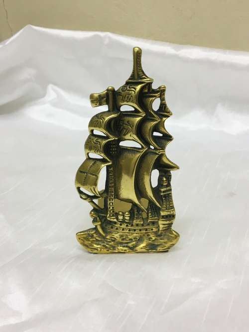 Stunning Brass Door Stop Shaped like an Old Galleon