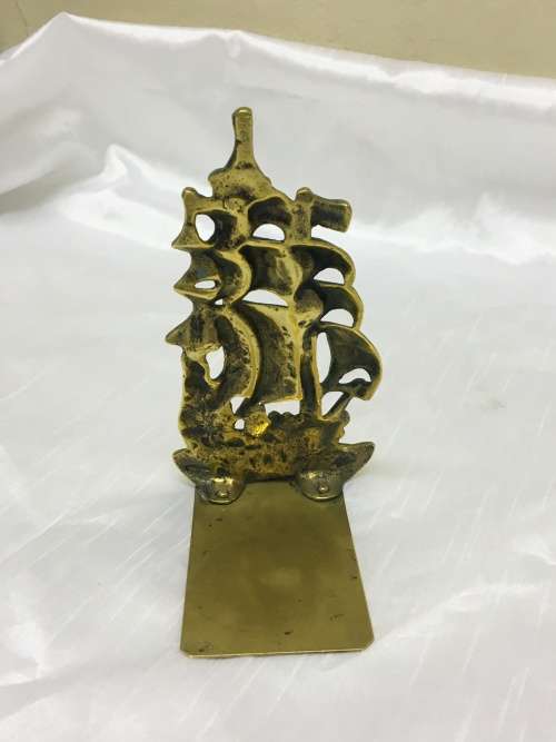 Stunning Brass Door Stop Shaped like an Old Galleon