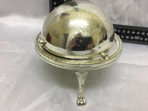 Shabby Chic Silver Plate Dome Butter Dish!