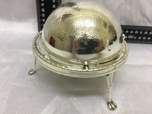 Shabby Chic Silver Plate Dome Butter Dish!