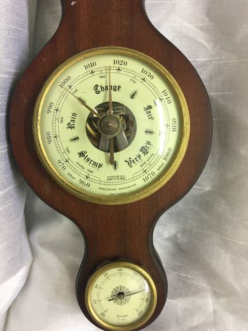 Thermometer Barometer Hygrometer mounted on Wood