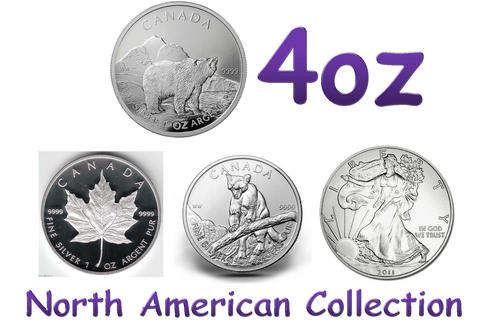 North American Collection "1oz x 4 pure Silver Bullion Coins" 4 ounces