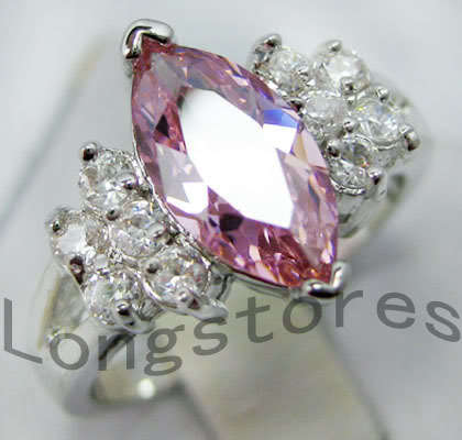 Pink Sapphire 10kt White Gold Filled Ring size 8