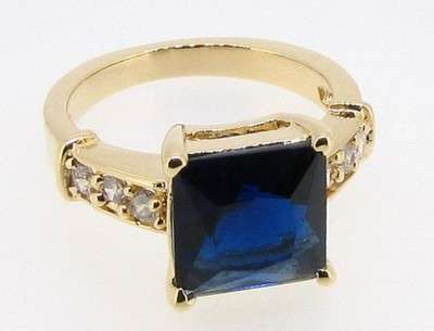 Fashion Sapphire 14k yellow gold filled ring size 8