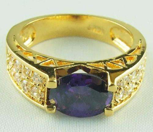Tanzanite Crystal Yellow Gold Filled Ring size 8