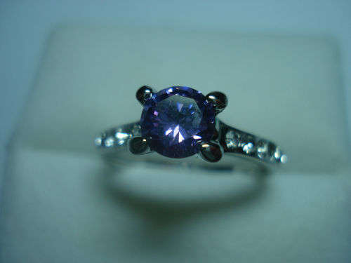 Purple Sapphire 10k White Gold Filled Ring