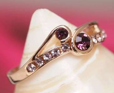 10k Yellow Gold Filled Women Amethyst Ring