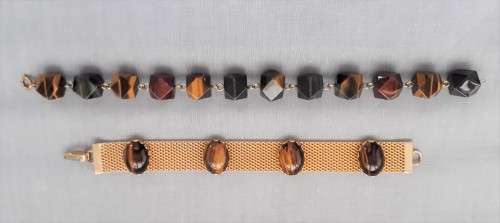 2 TIGER EYE AND CATS EYE BRACELETS