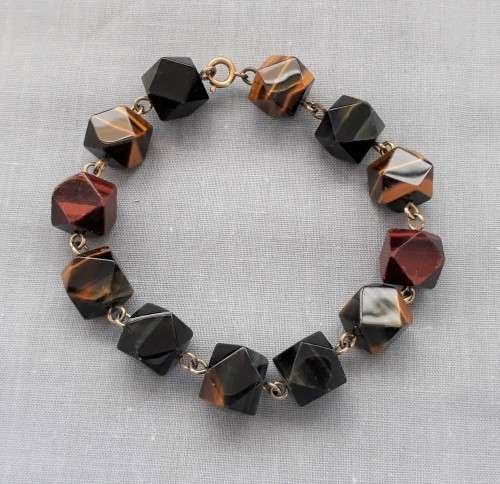 2 TIGER EYE AND CATS EYE BRACELETS