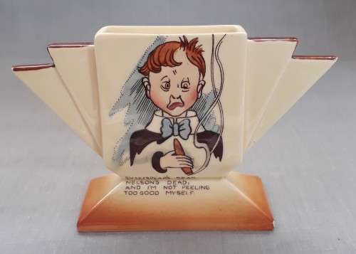 VINTAGE CARLTON WARE COMIC MOTTO CIGARETTE HOLDER AND ASHTRAY
