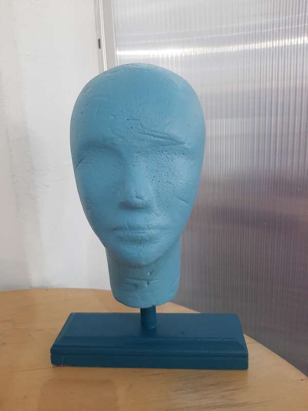 Vintage Mannequin Head on Wooden Display Stand