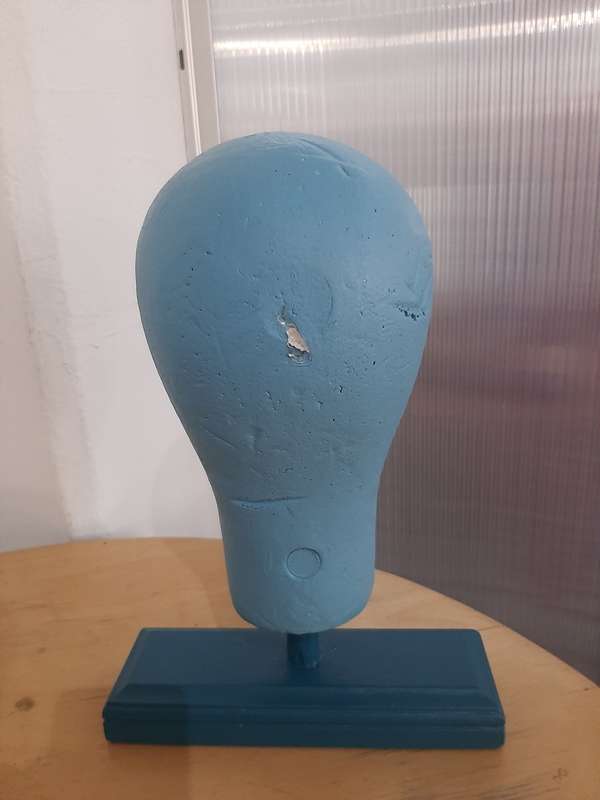 Vintage Mannequin Head on Wooden Display Stand