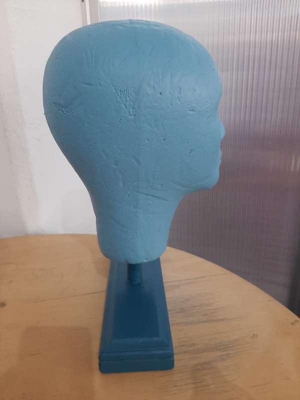 Vintage Mannequin Head on Wooden Display Stand