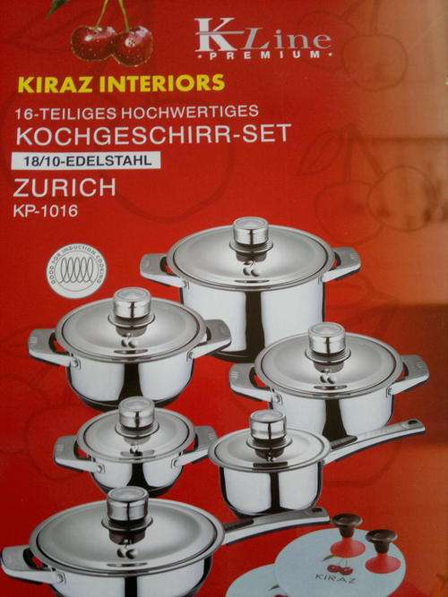 NEW KIRAZ-16pce LTD EDIT.CHEAPEST BOB SWISS Stainless steel POT SET with 7 layer capsulated base!!!