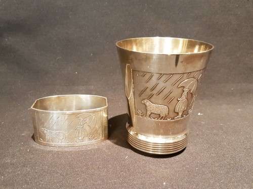 Silver plate christening set - hallmarked