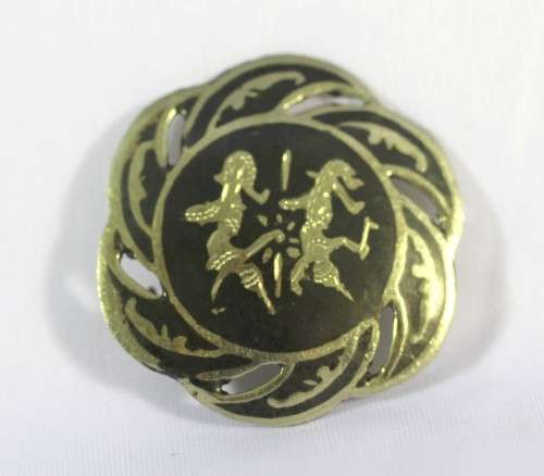 Siam - round sterling silver brooch