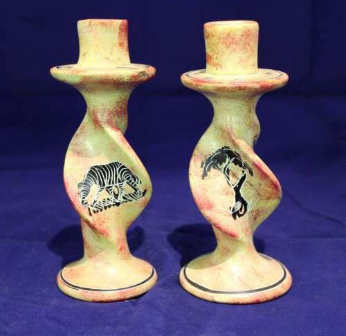 Pair of twisted candle holders