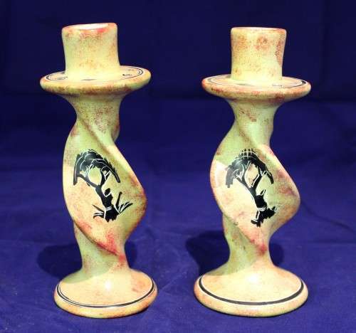 Pair of twisted candle holders