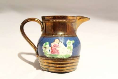 Lustre jug - copper and porcelain - 1850?