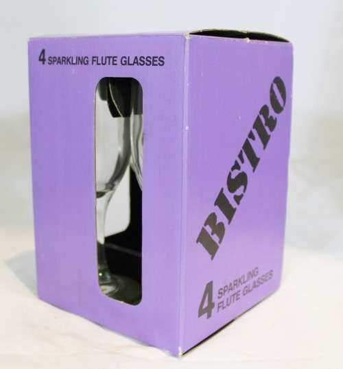 Bistro - four sparkling flute glasses - boxed