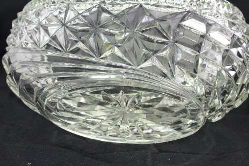 Cut and molded glass shaped bowl