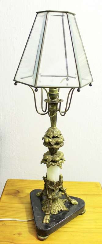Marble and brass table lamp