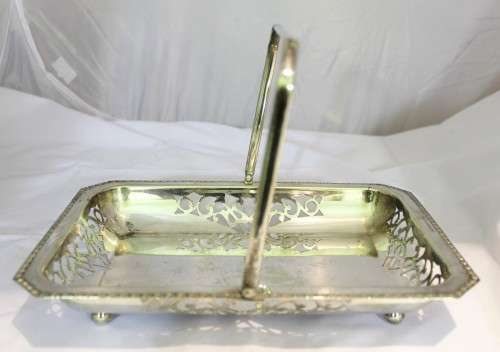 Large swing handle tray - silver plated