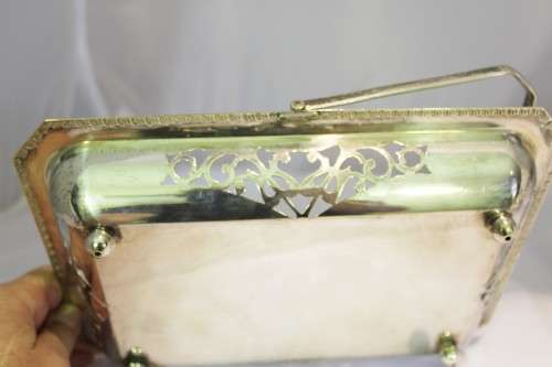 Large swing handle tray - silver plated