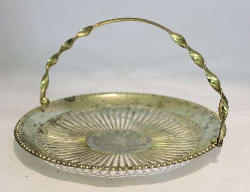 Weaved swing handle tray - silver plated