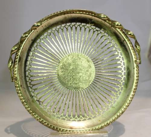 Weaved swing handle tray - silver plated