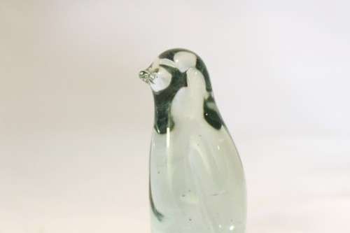 Glass penguin on a marble stand  - Beautiful!!