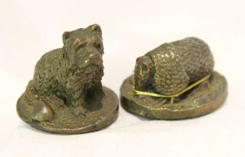 Pair of metal cast miniature animals - Made in Greece - Dog and armadillo - Beautiful!!