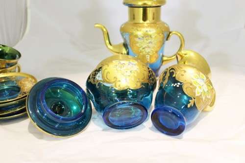 Venetian style coffee set!! - Beautiful in blue - A rare magnificent set! - Low price!! - Bid Now!!!