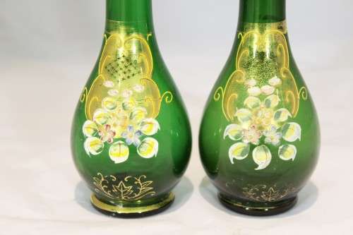 Venetian style vase - Pair of green vases - Beauties!! - Low price!! - Bid Now!!!