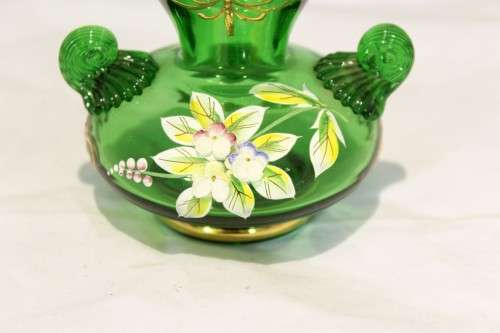 Venetian style vase - Green posy vase with handles - A beauty!! - Low price!! - Bid Now!!!