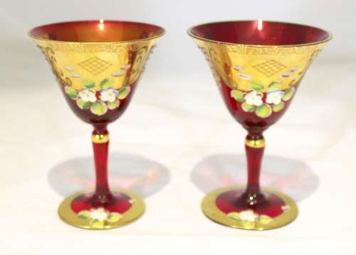 Venetian style - Pair of Martini glasses - Low price!! - Bid Now!
