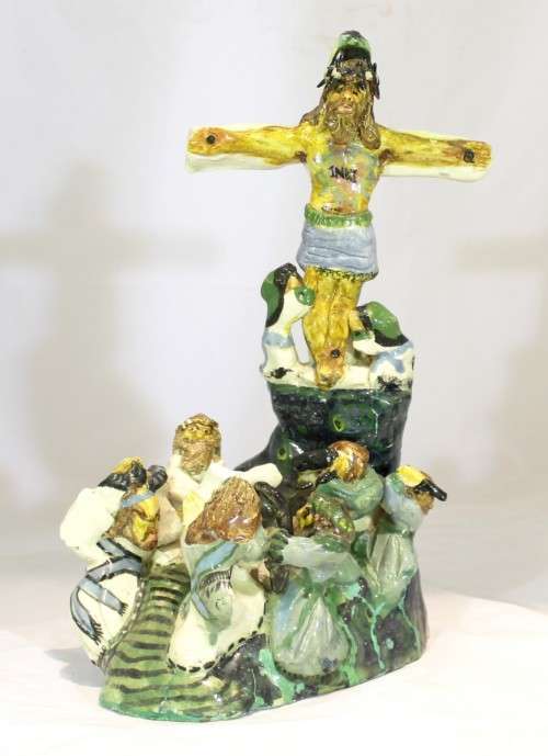 Luyanda Mayekiso - Ceramic sculpture - Crucifixion - Beautiful!! - Low price!! - Bid Now!
