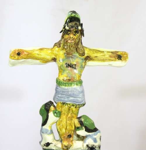 Luyanda Mayekiso - Ceramic sculpture - Crucifixion - Beautiful!! - Low price!! - Bid Now!