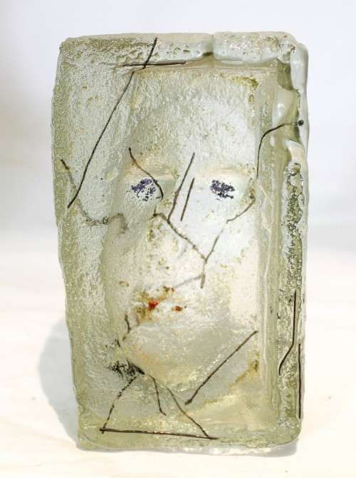 Art glass - Abstract face - A stunning treasure!! Low price! Bid now!!