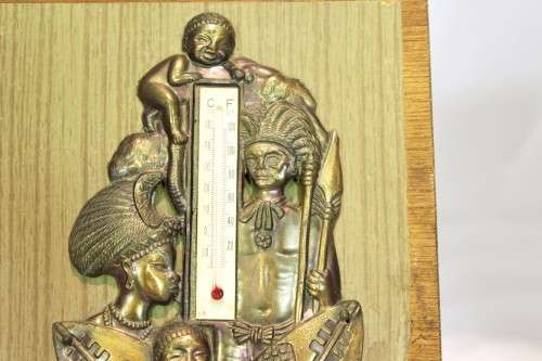 Headman with family in brass with thermometer - Beautiful!