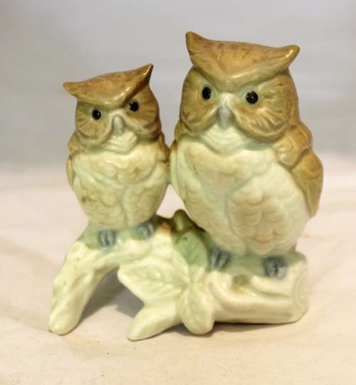 Otagiri - OMC - Japan - Pair of owls on a log - Beautiful! - Bid now!!