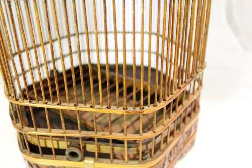 Bird cage - Ornate bamboo with carved relief - A stunning piece!! - Bid Now!!!