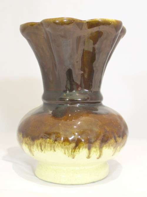 Brown vase with drip glazing - Beautiful!