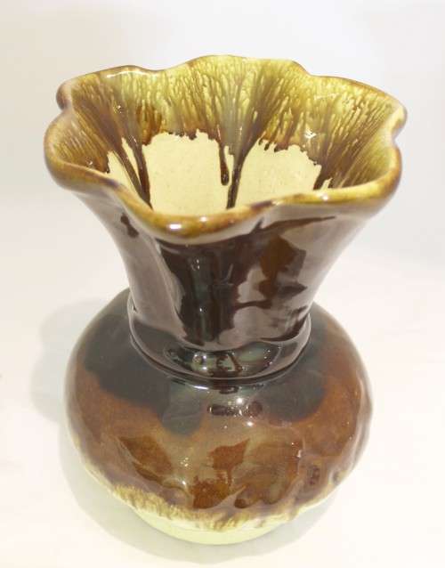 Brown vase with drip glazing - Beautiful!