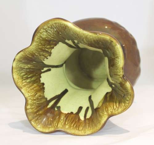 Brown vase with drip glazing - Beautiful!